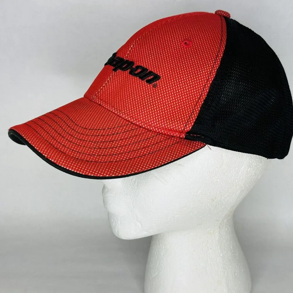 Snap-On Tools‎ Adjustable Strap Back Red Black Mesh Overlay Cap Hat